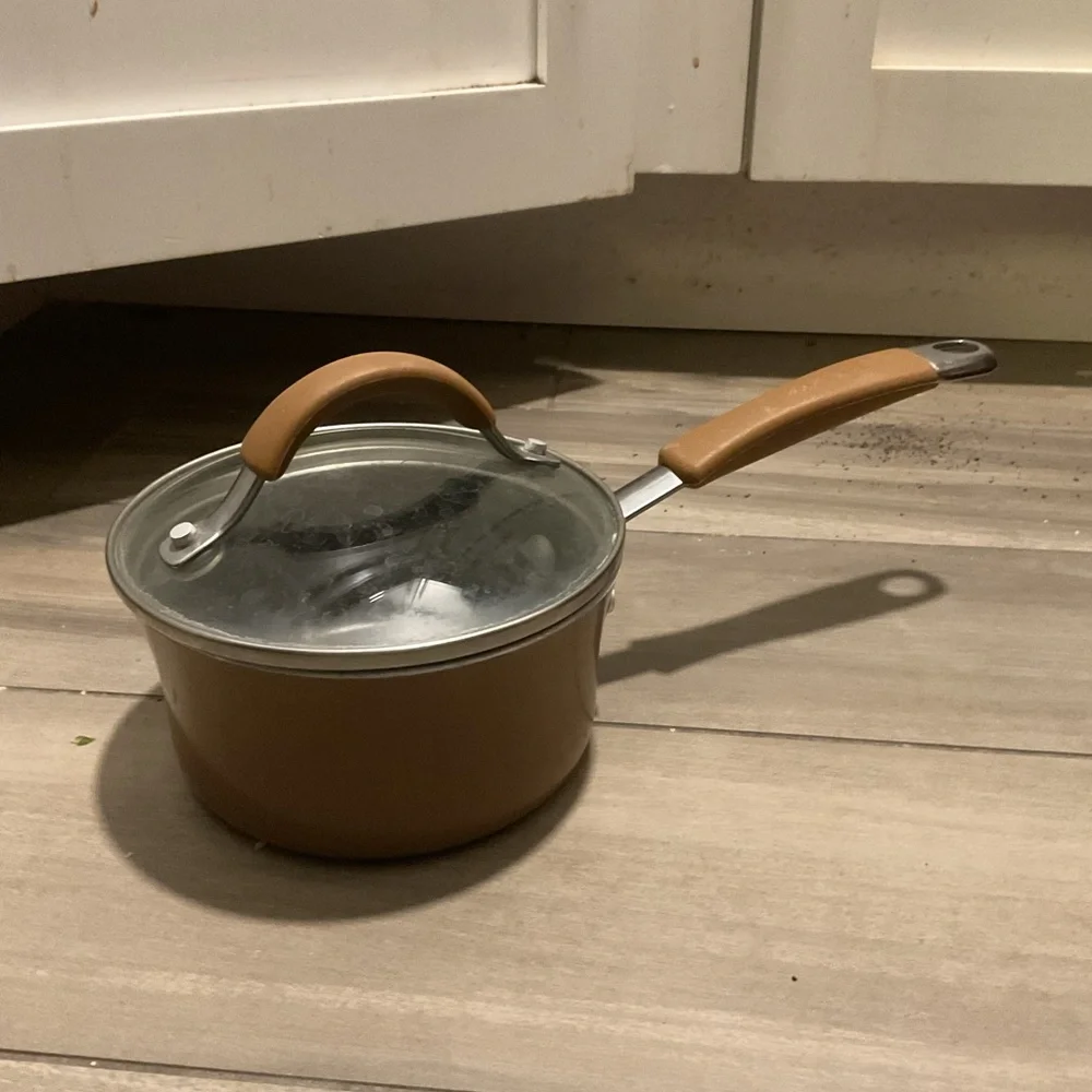 Rachael Ray Porcelain Small Pot Saucepan Cookware Non-stick w/ Glass Lid Y2K